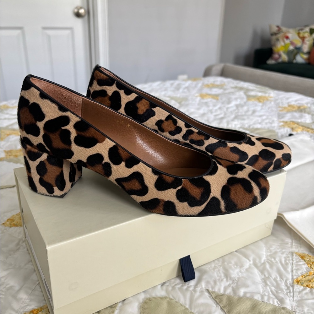Margaux Leopard Print Block Heel Pumps